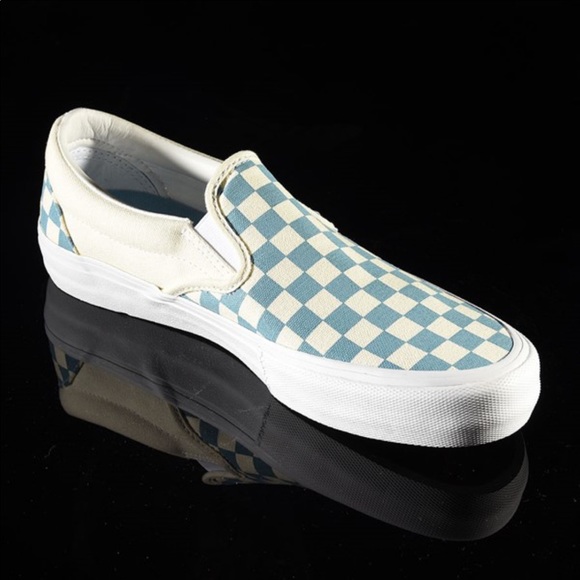 vans slip on pro blue checkerboard